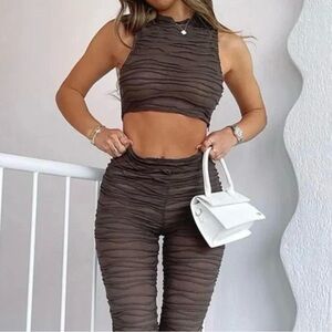 White Fox Brown Ruched Set